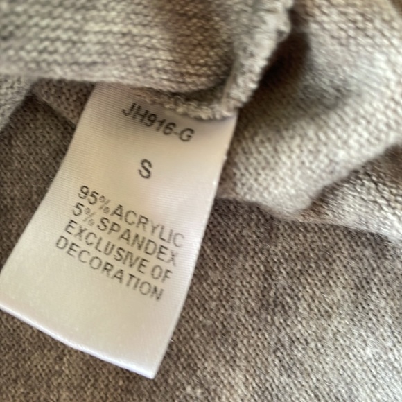 THML Gray Velour Ribbon Laced and Patched Long Sleeve Sweater Size Small - Picture 7 of 9